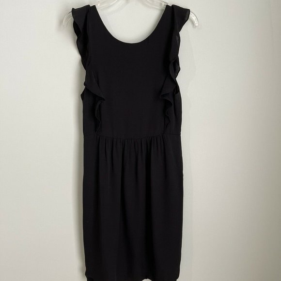 Theory Black Silk Sleeveless Lined Ruffle Dress - Picture 1 of 6